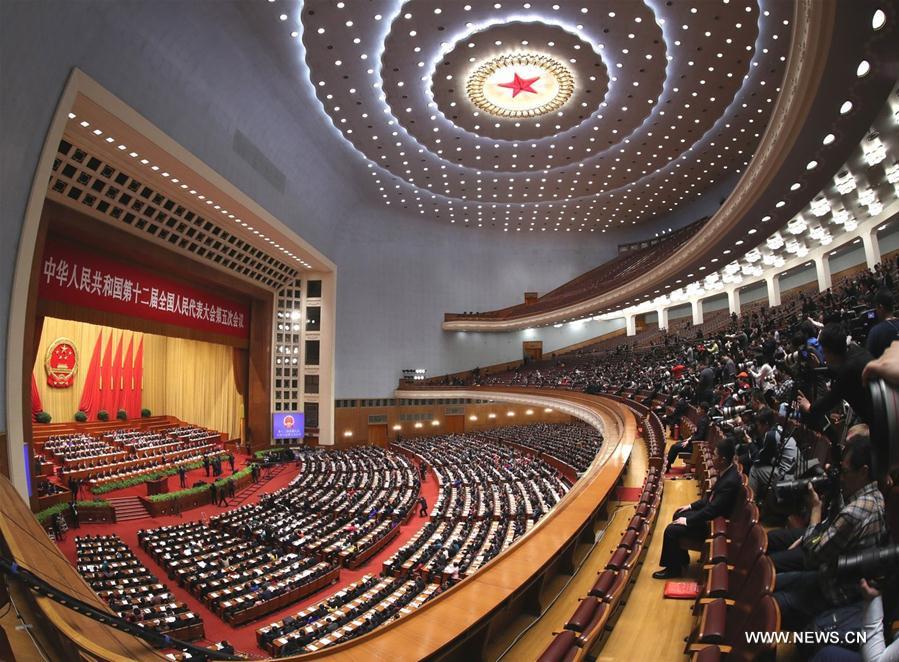 The second plenary meeting of the fifth session of China's 12th National People's Congress is held at the Great Hall of the People in Beijing, capital of China, March 8, 2017.