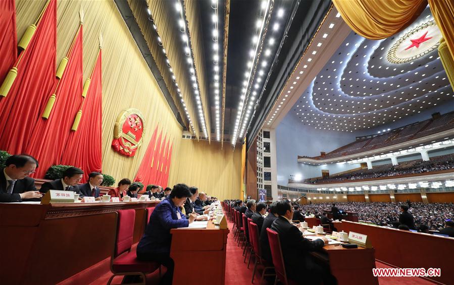 The second plenary meeting of the fifth session of China's 12th National People's Congress is held at the Great Hall of the People in Beijing, capital of China, March 8, 2017. (Xinhua/Lan Hongguang)
