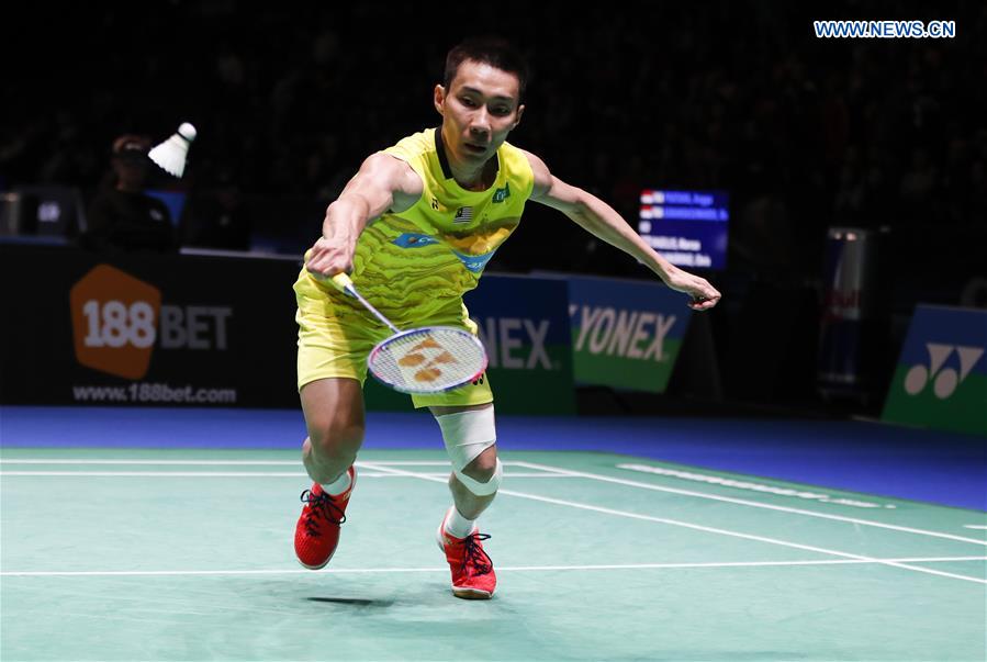 Lee Chong Wei of Malaysia returns the shuttlecock during the men's singles first round match with Brice Leverdez of France at All England Open Badminton 2017 in Birmingham, Britain on March 8, 2017. 