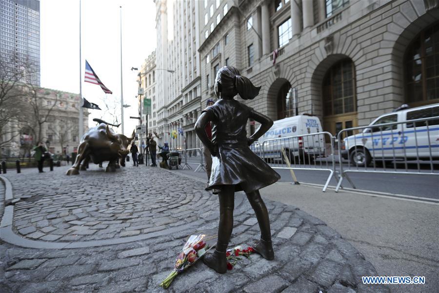 U.S.-NEW YORK-WALL STREET-"FEARLESS GIRL" STATUE