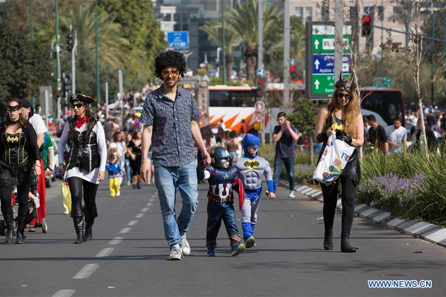 ISRAEL-TEL AVIV-PURIM-STREET PARTY