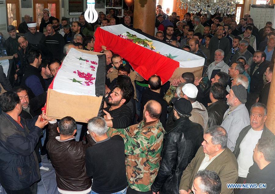 SYRIA-DAMASCUS-BOMBING-VICTIMS-SOLDIERS-FUNERAL