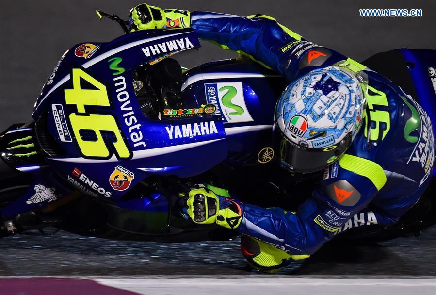 Italian MotoGP rider Valentino Rossi of Movistar Yamaha MotoGP steers his bike during the final day of pre-season test at the Losail International Circuit in Qatar's capital Doha on March 12, 2017, ahead of Grand Prix of Qatar which will be held from March 23 to 26.