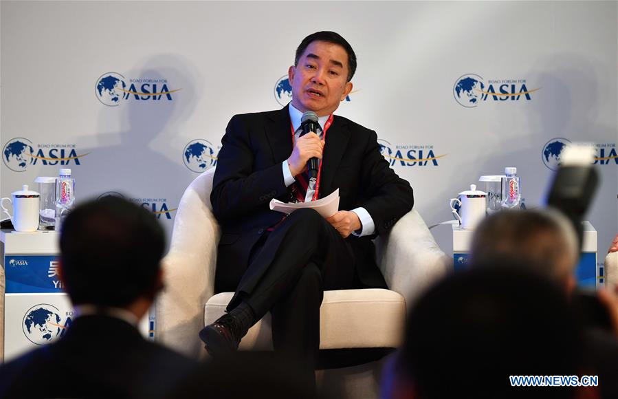 Chen Zhiwu, professor of finance at Yale University, addresses the session of 'Asset Securitization: the Good and Bad' during the Boao Forum for Asia Annual Conference 2017 in Boao, south China's Hainan Province, March 24, 2017.