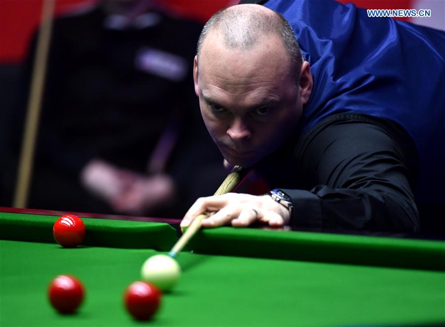 Stuart Bingham of England competes during the first round of 2017 World Snooker China Open Tournament against Scott Donaldson of Scotland, in Beijing, capital of China, March 27, 2017.