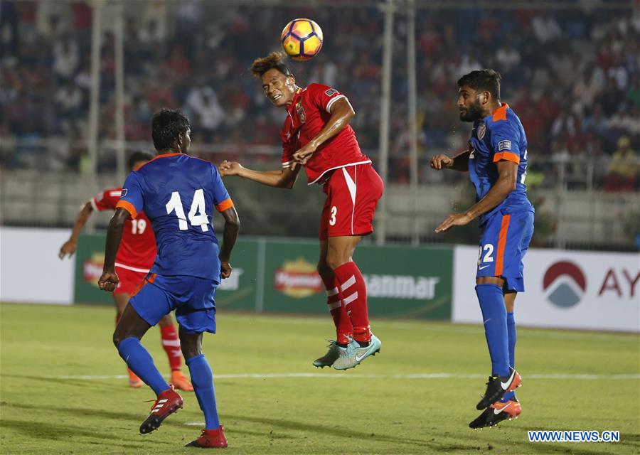 (SP)MYANMAR-YANGON-AFC ASIAN CUP QUALIFIERS-MYANMAR VS INDIA