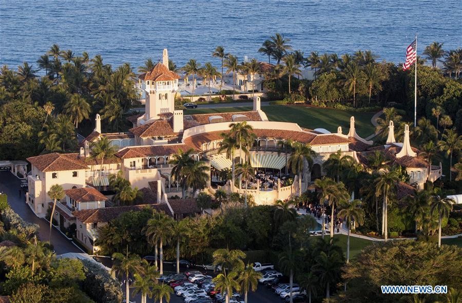 Aerial photo taken on March 22, 2017 shows the view of Mar-a-lago club at Palm Beach, Florida, the United States. (Xinhua/Wang Ying) 