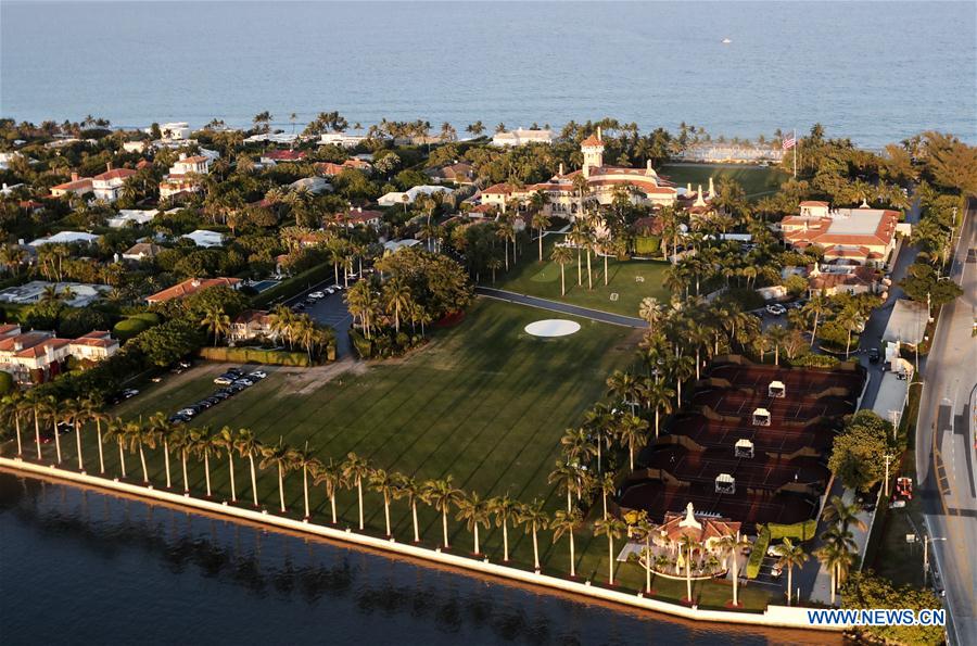 Aerial photo taken on March 22, 2017 shows the view of Mar-a-lago club at Palm Beach, Florida, the United States. (Xinhua/Wang Ying) 