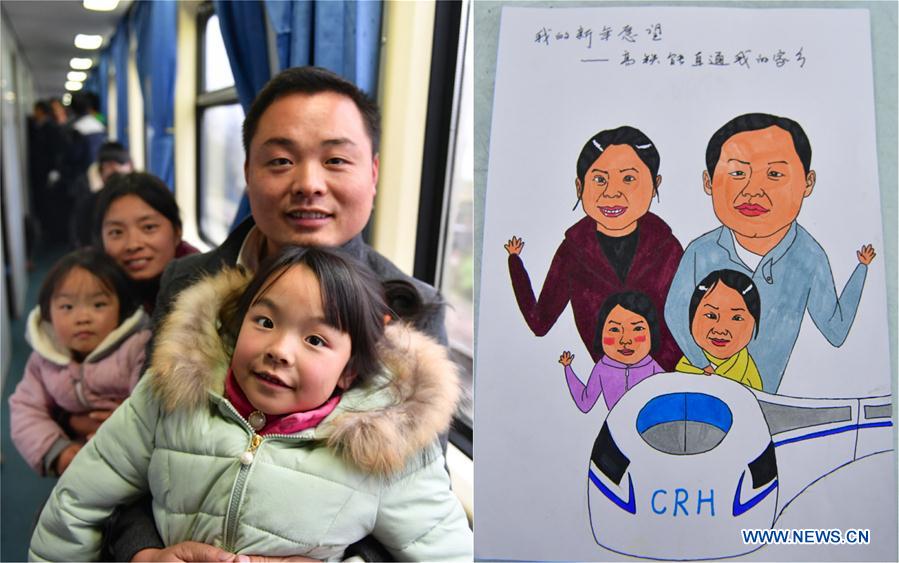 CHINA-NANCHANG-SPECIAL TRAIN-MIGRANT WORKERS-NEW YEAR WISH PAINTING (CN) 