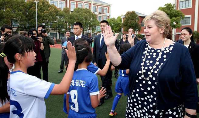 Norwegian PM visits Shanghai, east China