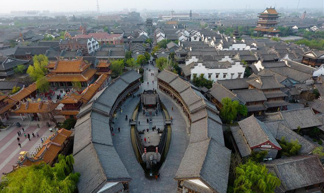 Aerial photos of old city of Tai'erzhuang in E China
