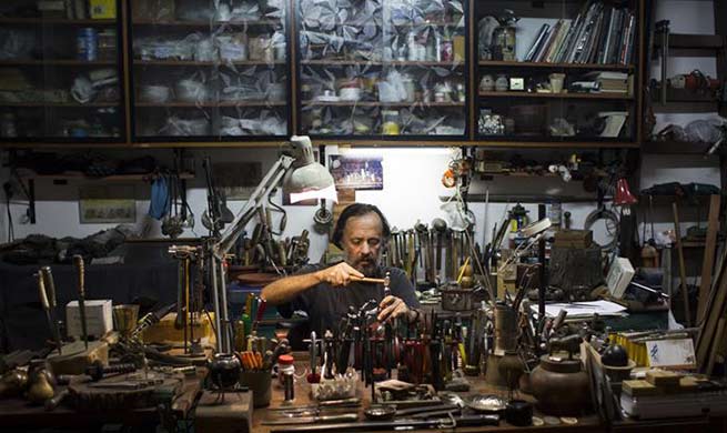 Craftsman makes mate tea sets in Buenos Aires, Argentina