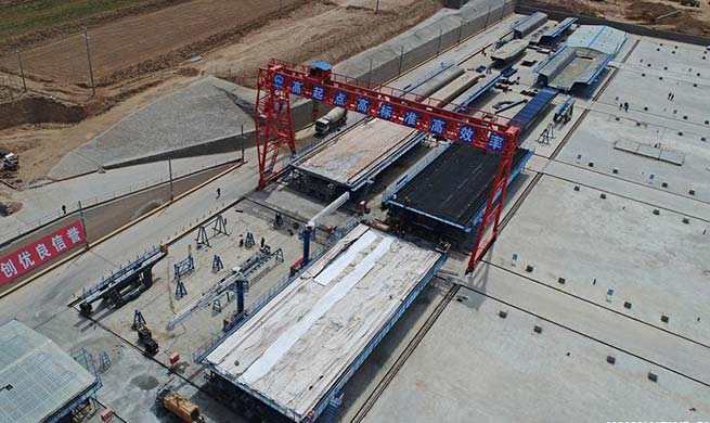 Mafanggou Bridge of Yinchuan-Xi'an high-speed railway under construction