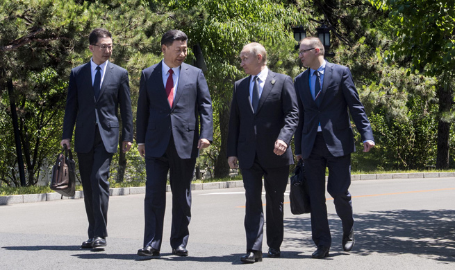 Xi takes walk with Putin after meeting in Beijing