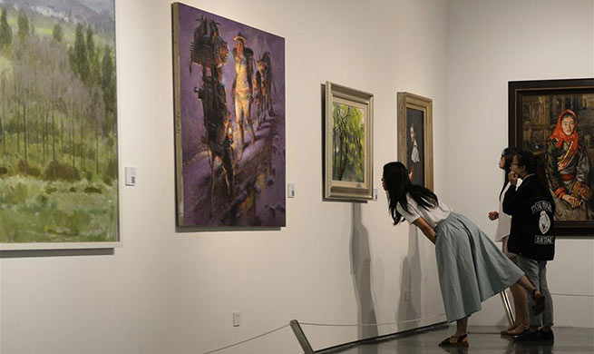 People visit painting exhibition at Suzhou Art Museum