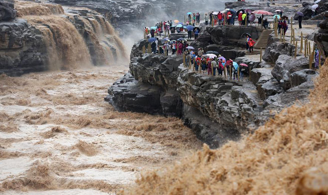 Spectacular scenery of Hukou Waterfall of Yellow River