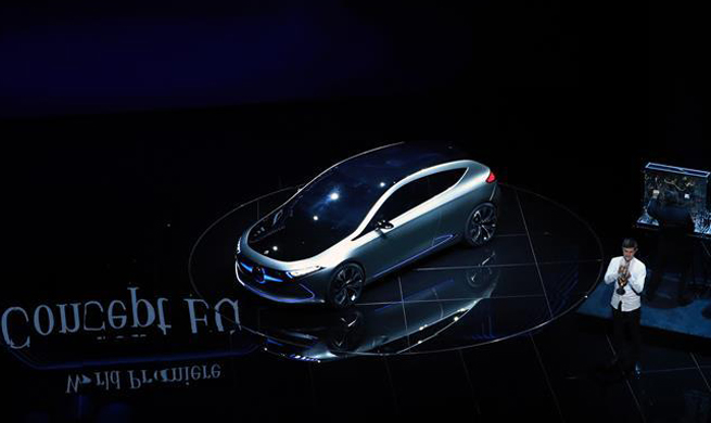 Newly-unveiled Mercedes-Benz Concept EQA car displayed in Germany