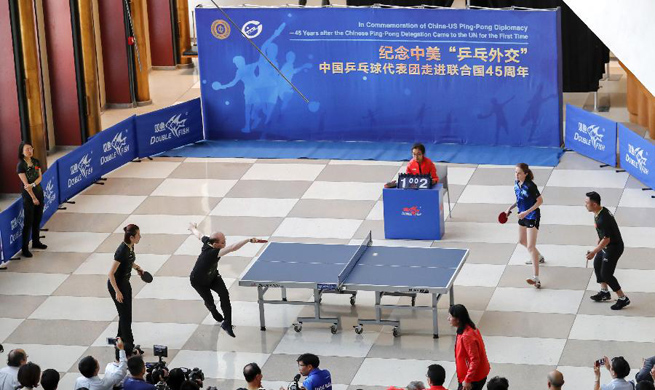 China-US Ping-Pang diplomacy commemorated at headquarters of UN