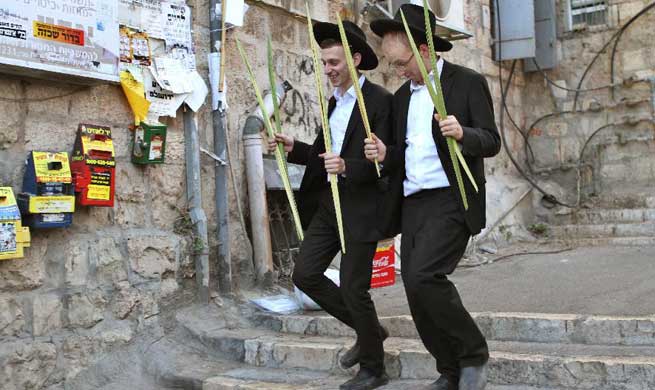 Ultra-Orthodox Jews prepare for upcoming Sukkot holiday in Jerusalem
