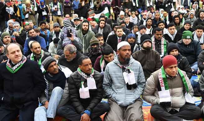 Muslims protest against U.S. decision on Jerusalem in Washington D.C.