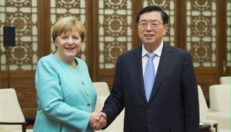 Chinese top legislator meets with German chancellor in Beijing