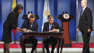 Colombian, Argentine presidents sign cooperation agreement in Bogota