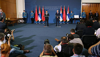 Chinese, Serbian presidents attend press conference after talks