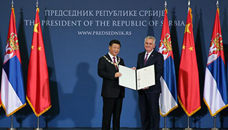Serbian president decorates Xi with Serbian order for advancing bilateral ties