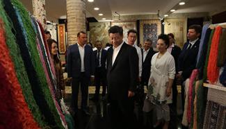 Xi tours "living fossil of Silk Road" Bukhara in Uzbekistan