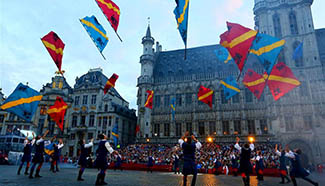 Traditional annual pageant Ommegang held in Brussels, Belgium