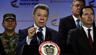 Colombian President Juan Manuel Santos makes announcement in Bogota, Colombia