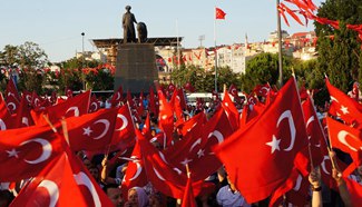 People gather to protest coup attempt in Istanbul, Turkey