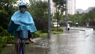 Heavy rain hits capital of north China's Shanxi