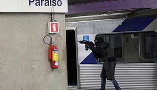 Security forces take part in anti-terrorism attack drill in Sao Paulo, Brazil