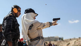 Palestinian girls take part in training session in Khan Younis
