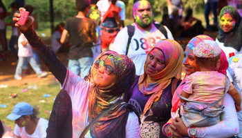 People participate in India Color Festival in Cairo, Egypt