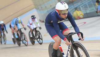 Britain's Trott wins gold at women's omnium competition of Cycling Track