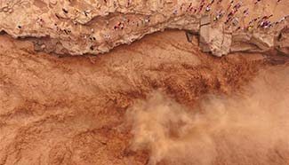 Aerial photos of Hukou Waterfalls on Yellow River