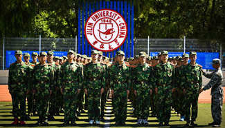 Freshmen take part in military training in NE China