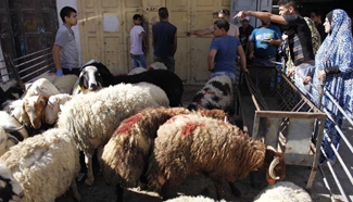 Palestinians shop for goats before Eid al-Adha festival