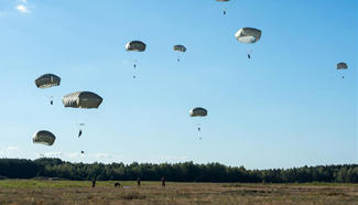 150 paratroopers conduct sky jump exercise in Lithuania