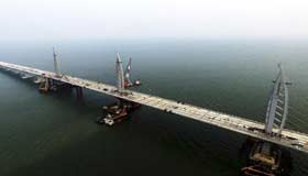 World's longest cross-sea bridge connects