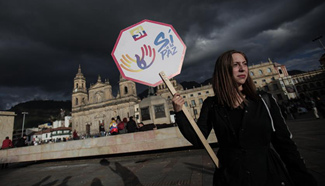 People protest against result of the referendum in Bogota, Colombia
