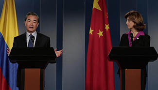Chinese FM, Colombian counterpart meet press in Bogota