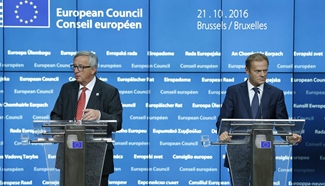 Press conference held after 2nd-day's meeting of EU Summit in Brussels