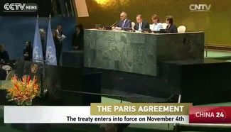 Paris Agreement enters into force on November 4th