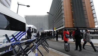 Police enhance security check outside European Commission headquarters