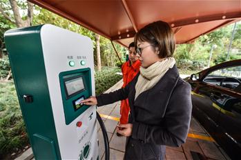Electric vehicle chargers built in some scenic areas in E China