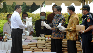 Indonesia holds ceremony to destroy confiscated illegal drugs in Jakarta