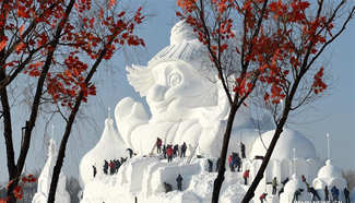 Tallest snow sculpture at Harbin's art expo revealed